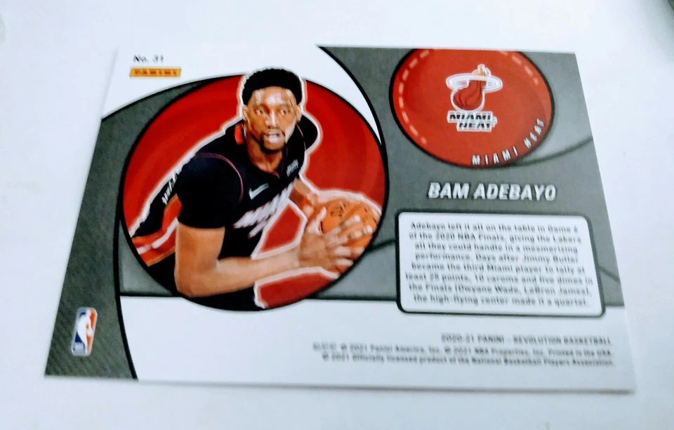 2020-21 Panini Revolution Bam Adebayo VORTEX NBA INSERT Card #31. Miam Heat MINT - Image 2 of 2