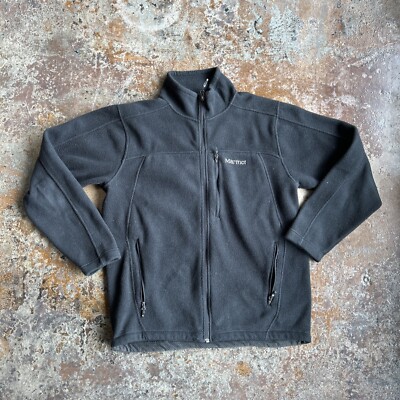 Marmot men’s Polartec Fleece Jacket Full-Zip Black Large Zip Hiking Trail  Gorp