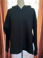 Victoria's Secret Sport black quilted pullover hoodie long sleeves size L EUC