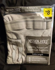 Mission Ridge Men's Premium Thermal Bottom Grey NIP Size XLarge
