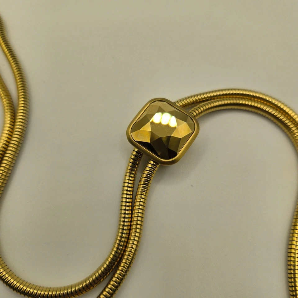 Michael Kors Tono Dorado Doble Serpiente Cadena Lauriat Collar Centro de Mesa Facetado Foto 4 de 4