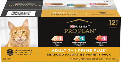 Purina Pro Plan Grain Free Senior Wet Cat Food Variety Pack Pate, SENIOR Seafood
