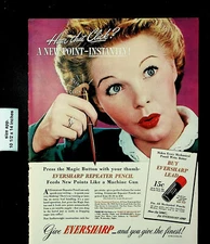 1946 Eversharp Lead Mechanical Pencils Click Pencil Lady Vintage Print Ad 25485