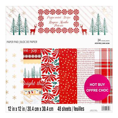 Craft Smith Design-Papierblock 30,4 x 30,4cm (48 Blatt) - Peppermint Stripe