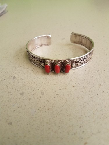 Bracciale corallo argento sterling - Foto 3 di 4