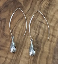 Sterling Silver 925 Threader Teardrop Dangle Earrings