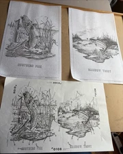 2 Artex Stamped On Fabric Paint Projects Northern Pike & Rainbow Trout  NEW
