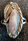 Vintage Woman's Sterling Silver Bead, Leaf, Flower Shell Pink MOP Size 7