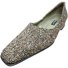 Bally Aika Taupe Tweed Leather Dress Flats Made in Italy Women's Size 7 M