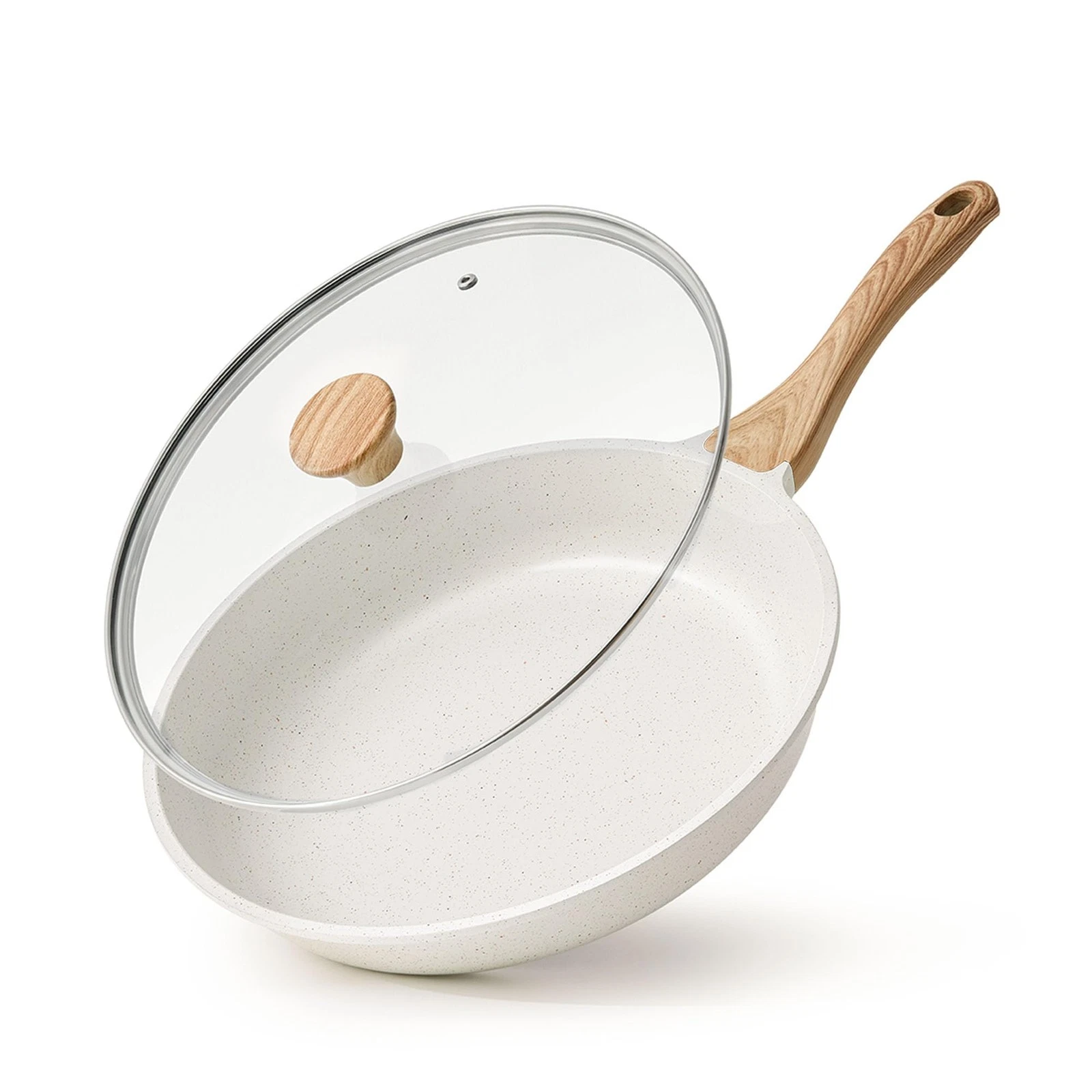 Nonstick Ceramic Frying Pan with Lid - Induction Compatible Skillet 8-12.5 Inch