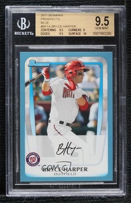 2011 Bowman Prospects Blue 37/500 Bryce Harper #BP1 BGS 9.5 GEM MINT uk2