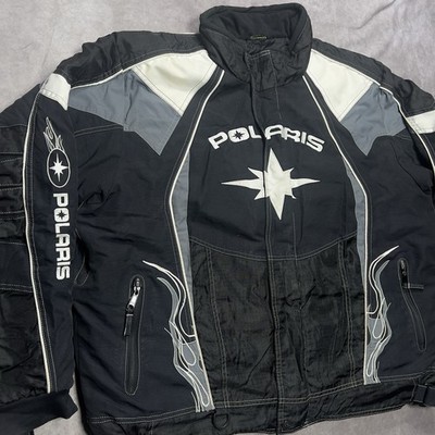 VTG Pure Polaris Velocity Snowmobile Jacket Mens XL Black Flames Y2K No Zip Pull