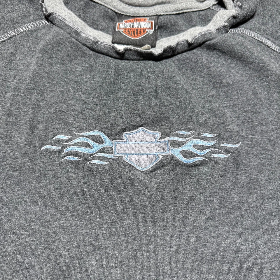 Y2K Harley-Davidson F&S Dayton Ohio Embroidered Ruffled Long Sleeve Shirt Medium - Image 2 of 4