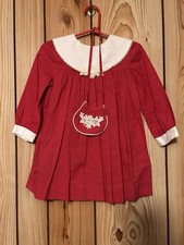 VTG Girl Dress Long Sleeve Size 4T Red White Polka Dots Cotton Nursery Rhyme USA