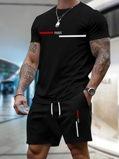 Men’s Sportswear Set T-Shirt & Shorts 2PCS Gym Jogging Running Casual Outfit Sum