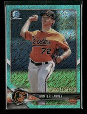 2018 Bowman #BCP4 Hunter Harvey Chrome Prospects Aqua Shimmer Refractor #/125