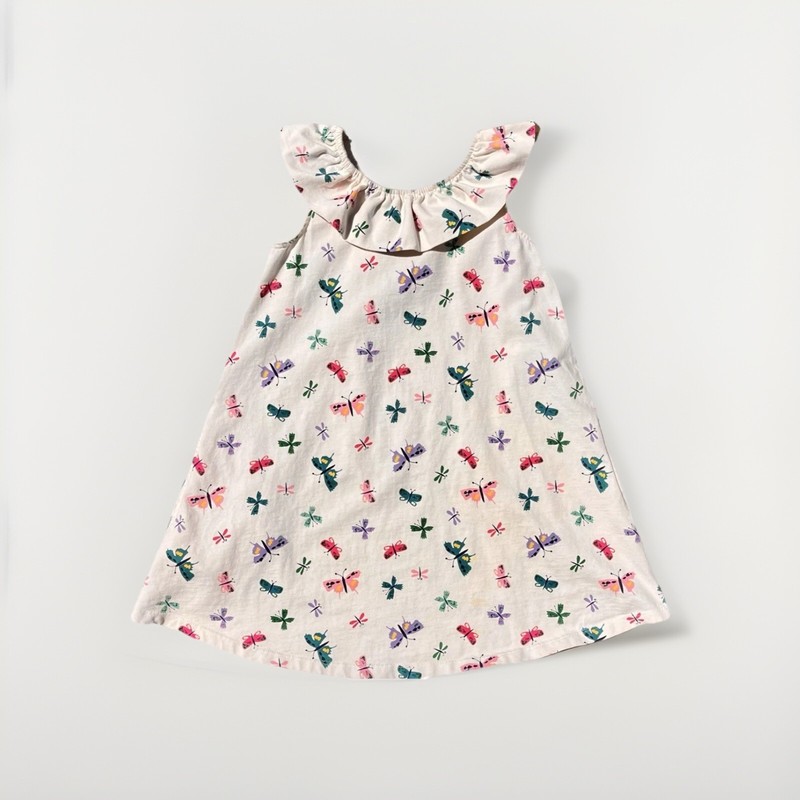 Hanna Andersson Girl’s Size 6-7 Ruffle Neck Butterfly Swing Dress ￼