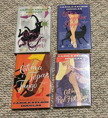 Lot Of 4 Carole Nelson Douglas HC Books Midnight Louie Cat Cozy Mysteries Ex Lib