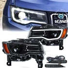 Pair VLAND Headlights Black For Jeep Grand Cherokee 2014-2022 FULL LED Headlamps