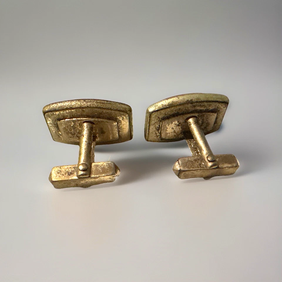 Juego de gemelos y clip de corbata Anson Lucite “Señuelo para peces voladores” tono dorado vintage Foto 4 de 4