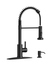Black Kitchen Faucet with Soap Dispenser, Pull Down Sprayer, Stainl... Fast Ship