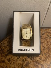 Armitron Gold Tone Rectangle Quartz Wristwatch Water-Resistant w/ Original Box