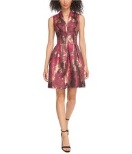 Vince Camuto Womens Jacquard Mini Fit & Flare Dress, Multicoloured, 12