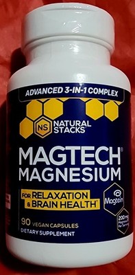 Natural Stacks MAGTECH  MAGNESIUM 90 Vegetarian Capsules Exp. 05/28 BRAND NEW