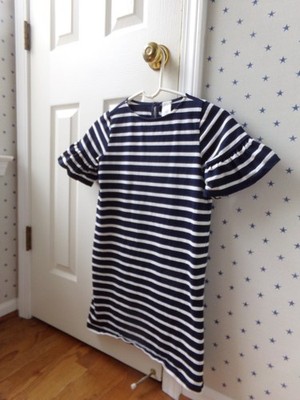 Girls CREWCUTS Dress Striped Size 10 100% Cotton Blue/Black and White $68 Summer
