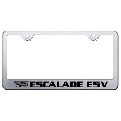 Brushed License Plate Frame - Officially Licensed for Cadillac Escalade ESV 2014