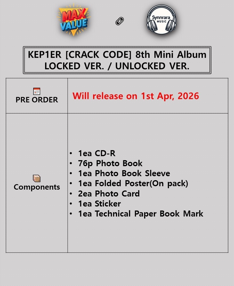 KEP1ER [CRACK CODE] 8th Mini Album CD+Photo Book+Poster+2 Card+