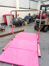 Cannons uk  Adjustable Pink Gymnastics Floor Bar with Padded Mat, Metal Frame