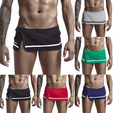 Underwear Mens Sport Shirt Shorts Side Split Soft Solid Breathable Classic