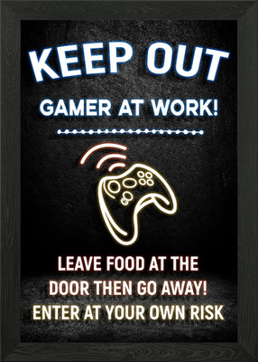 Keep Out Gamer At Work Gerahmtes Wandbild Poster Leinwanddruck Bild