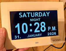 YCOO 8" Digital Calendar Day Clock - Dementia Elderly Memory Aid - Photo Frame
