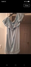 f&f Women’s Blue Off-The-Shoulder Mini Dress Size 10 Ruffle Lace Trim