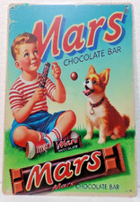 PLAQUE METAL VINTAGE 20X30 GARAGE CHOCOLAT MARS DECO NEUF Ble
