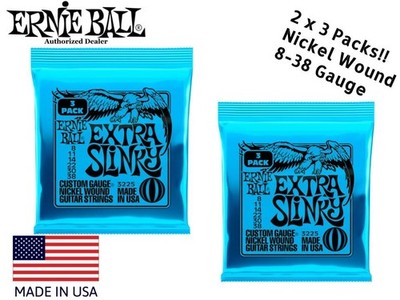 ** 6 PACK! ERNIE BALL EXTRA SLINKY ELECTRIC GUITAR STRINGS 3225 (2 x 3 Pack)**