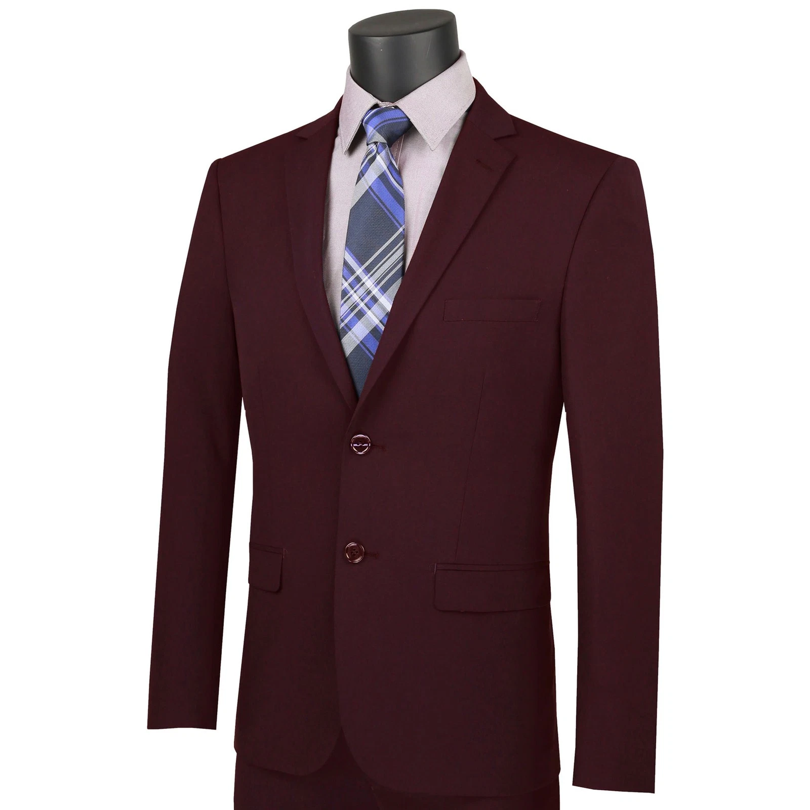 VINCI Men's Burgundy Stretch 2-Button Skinny-Fit Suit - NEW