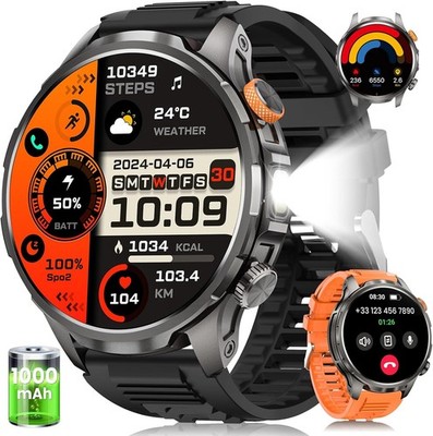 Smartwatch Herren Männer mit Telefonfunktion Armbanduhr für iOS Android Outdoor
