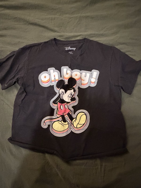 Disney Mickey Mouse "Oh Boy!" Black Graphic T-Shirt Adult Unisex Size S