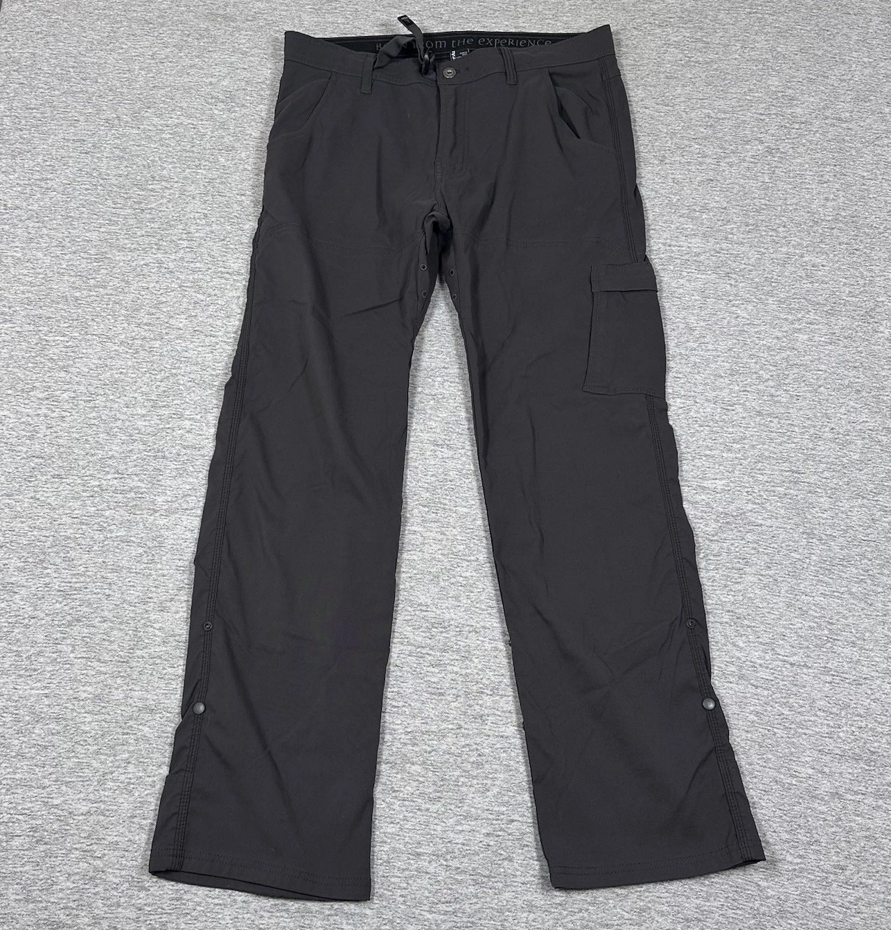 Prana Pants Mens 34x32 Gray Zion Cargo Belted Nylon Stretch Hiking Outdoors