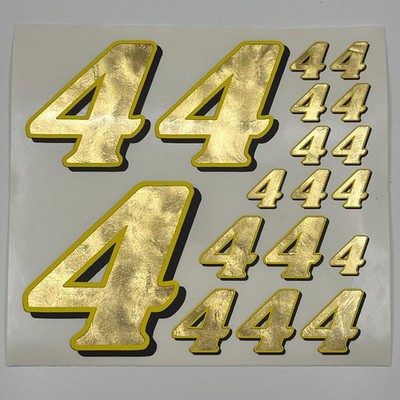 Hammered Gold/Yellow/black Number 4's Racing Vinyl Decal Sheet 1/16-1/8th kyosho