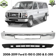 Front Bumper Chrome Valance Kit For 2008-19 Ford E-150 E-250 E-350 Super Duty