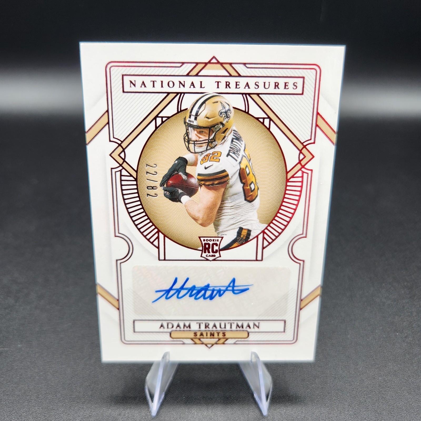 Adam Trautman Panini National Treasures #142 Signatures-Jersey Number Red