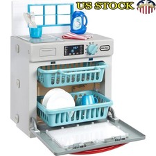 2 Plus Pretend Play Dishwasher Toy W/ 14 Kitchen Accessories Kids Ages New