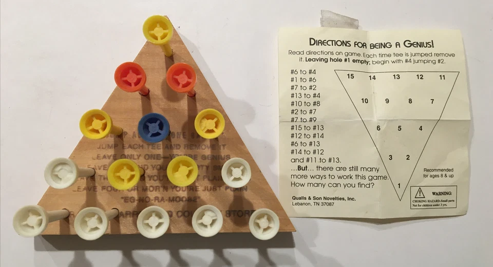 LOT OF 3 MILTON BRADLEY CRIBBAGE WITH PEG STORAGE TRIANGLE + WOODEN GAME PUZZLES - Image 4 of 4