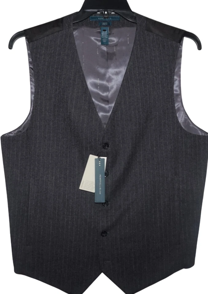 Perry Ellis Vest Charcoal Gray Striped Tall XLT Slim Stretch Business NWT (V-73) - Image 2 of 4
