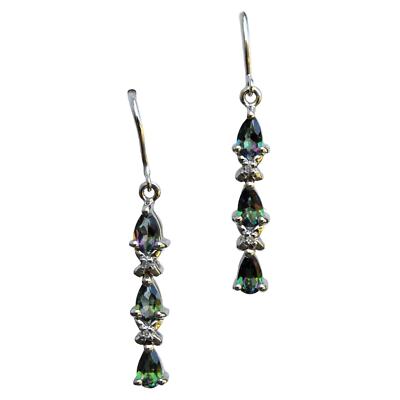1,51 ctw Mystic Topas Diamant Akzent Ohrhänger 925 Sterlingsilber