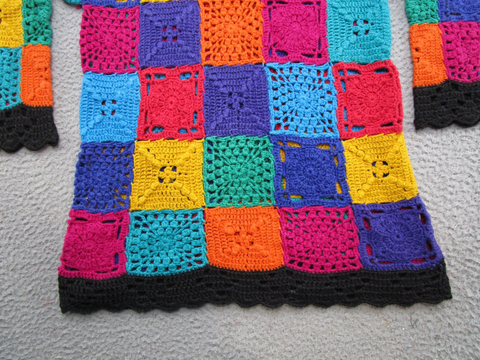 Vintage Patchwork Crochet Knit Pullover Sweater C… - image 2